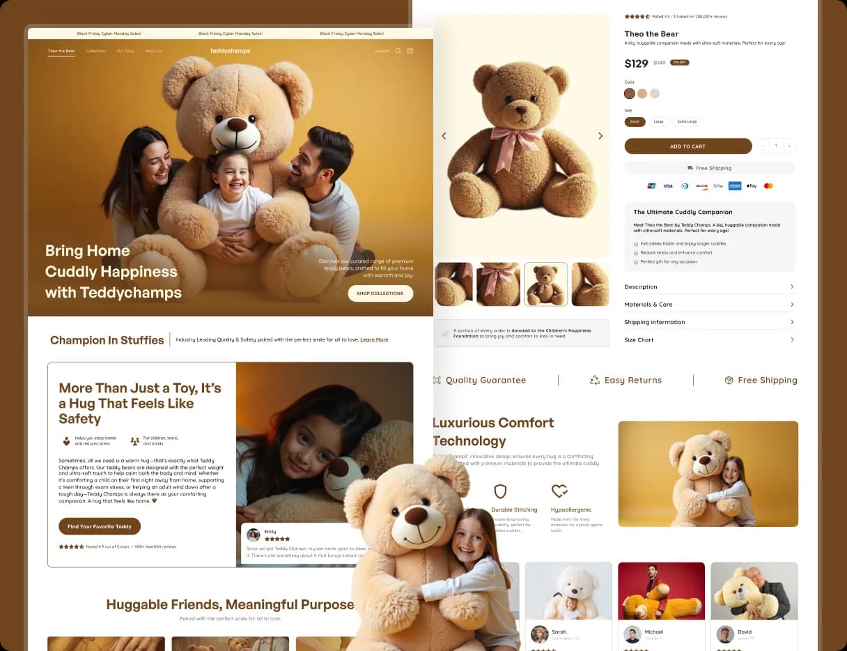 TEDDYCHAMPS - E-COMMERCE WEBSITE screenshot